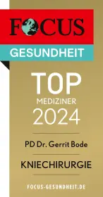 Laut FOCUS zählt PD Dr. Gerrit Bode zu den empfohlenen Spezialisten im Bereich Kniechirurgie 2024